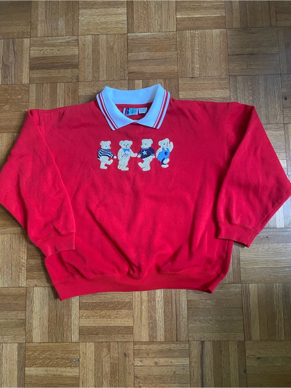 Vintage Americana Bears Collared Sweatshirt Preppy Womens Large - Picture 2 of 6